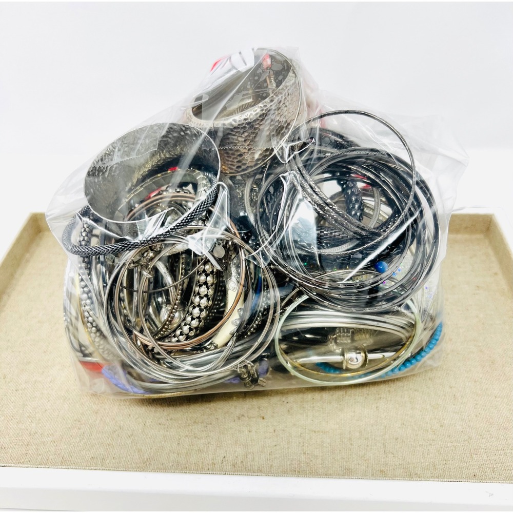 Vintage & Modern Silver Tone Mixed Metal Wearable Bracelet Jewelry Lot 2lbs